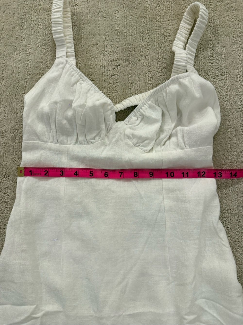 Sky to Moon White Linen Blend Open Back Mini Dress M - Picture 10 of 13